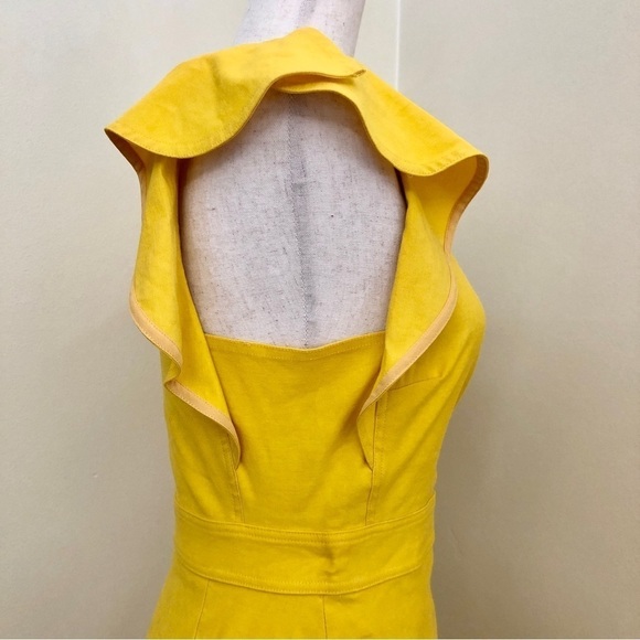 A.L.C. Linen Walker Ruffle Midi Wrap Dress. Yellow. Size 2 - Picture 7 of 16